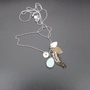 Aeropostale Tassel Necklace w/ Bobo Feather, Indie Rhinestone Healing Charms